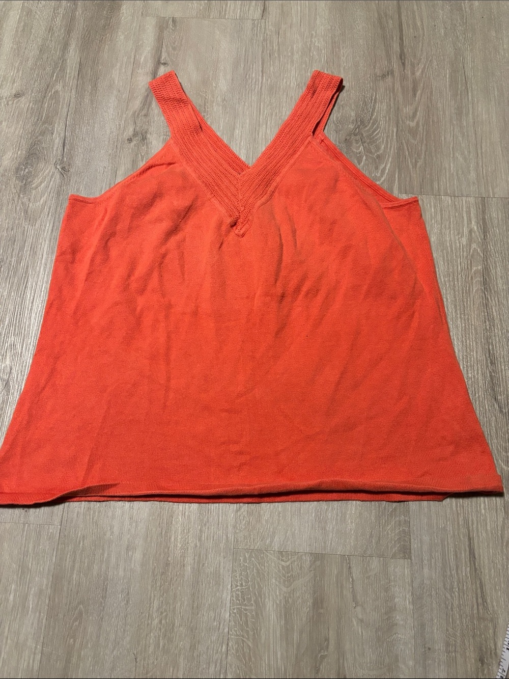 V-Neck Sleeveless Knit Tank Top - Orange